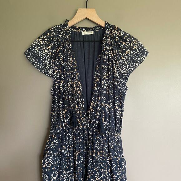 Ulla Johnson Terra Jumpsuit in Azul Size 4 Navy Blue Lightweight Cotton Tassels - Picture 3 of 16